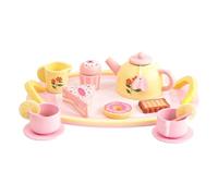 Set Té Infantil - Madera con Postres Y Juego Simbólico 16 Piezas,Juego de Té Infantil | para Niñas 6-8 Años, Día del Niño, Thanksgiving, Días Festivos, Vacaciones Y Año