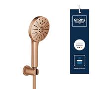 Set teleducha y soporte de pared GROHE Vitalio Joy+ 120 (teleducha ⌀ 120 mm, 3 chorros, ahorro 6,3 l/min, antiquemaduras, flexo 1,5 m, mín. 1 bar), Bronce, 134865DL00