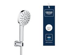 Set teleducha y soporte de pared GROHE Vitalio Joy+ 120 (teleducha ⌀ 120 mm, 3 chorros, ahorro 6,3 l/min, antiquemaduras, flexo 1,5 m, mín. 1 bar), Cromo, 1348650000