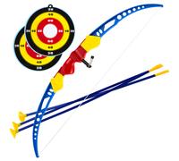 Set Tiro con Arco CB Toys, Arco 70 Cm y 3 Flechas con Ventosa, 22x4x70,5 Cm, Azul, Amarillo y Rojo