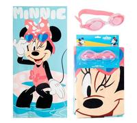 Set Toalla y Gafas Natación Minnie Niños y Niñas - Set Piscina Infantil Toalla Absorbente + Gafas Natación Versátiles, Pack Verano, Ideal para Playa y Pisicna