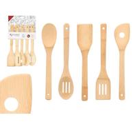 Set Utensilios de Cocina Madera de Bambú - Juego de 5 Accesorios de Cocina Originales para Menaje de Cocina Antiadherentes (Cuchara, Cucharones, Espatulas, Paleta,) o Set de 4 Accesorios. (5)