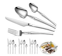 set,Utensilios de comedor reutilizables,16 piezas de acero inoxidable - Para Cocina Comida Vivir Casa Cocinar Viajar Camping Comida Filete
