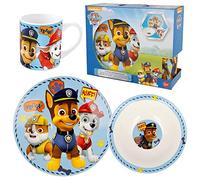 Set vajilla infantil de plato, cuenco y taza de cerámica en caja de regalo de La Patrulla Canina