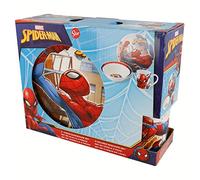 Set vajilla infantil de plato, cuenco y taza de cerámica en caja de regalo de Spiderman