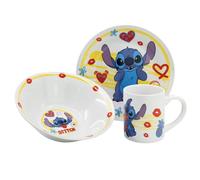 Set vajilla infantil de plato, cuenco y taza de cerámica en caja de regalo de Stitch