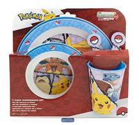 Set vajilla infantil reutilizable apta para microondas compuesta por vaso, plato, cuenco y cubiertos de Pokemon