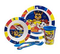 Set vajilla infantil reutilizable apta para microondas compuesta por vaso, plato, cuenco y cubiertos de La Patrulla Canina