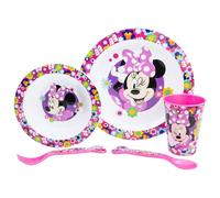 Set vajilla infantil reutilizable apta para microondas compuesto por vaso, plato, cuenco y cubiertos de Minnie