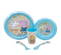 Set vajilla infantil reutilizable de 5 piezas: vaso, plato, cuenco y cubiertos de Peppa Pig