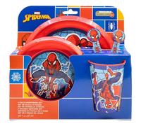 Set vajilla infantil reutilizable de 5 piezas: vaso, plato, cuenco y cubiertos de Spiderman
