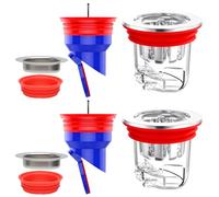 Set Válvula Antiolores Ducha 4 Piezas - 2X F446 Tapón Ducha Olores Azul + 2X Anillo Rojo - Válvula Antirretorno Desagüe 35-52 mm con Sello Magnético & Sifón de Agua - Desagüe Antiolores Baño & Cocina