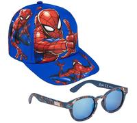 Set Verano para Niños - Gorra con Visera + Gafas de Sol - Talla Única de 4 a 10 Años - Protección UV - Diseño de Superhéroe en Rojo y Azul