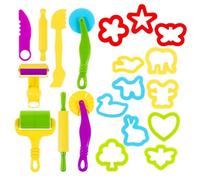 Set - Versatile Tool Kit For Creative Dough Modelling, 20 Piece Kitchen Accessory Bundle, Ergonomic Handheld Shapes, Precision Cutting Rollers, Resistant ABS Polymer- For Playrooms &