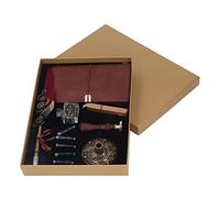 Set vintage de pluma estilográfica y tinta, pluma de caligrafía de plumas con sello de cera, pluma de inmersión de escritura suave para la letra gótica italiana, incluye cuaderno (borgoña)