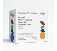 Set: Vitamina C + Omega 3 + Magnesio + Vitamina E. Alta Dosificación. 100% natural. Vitaminas de Bright Naturo. 28 sachets diarios