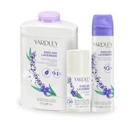 Set Yardley London English Lavender con Body Spray de 75 ml, Polvo Corporal Perfumado de 200 g y Barra de Colonia Sólida de 20 ml para Mujeres, con Notas de Bergamota y Salvia