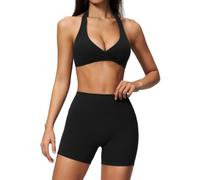 Set yoga shorts tres cuartos, ajuste alto, transpirable, ideal fitness y vestir diario, ligero