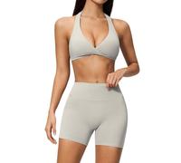 Set yoga shorts tres cuartos, ajuste alto, transpirable, ideal fitness y vestir diario, ligero