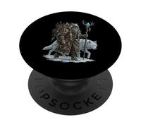 Seta chamán druida nórdico Lobo amanita Arte pagano PopSockets PopGrip Adhesivo