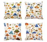 Setas Funda Cojin 35 x 35 Juego de 4 Azul Cojines Sofa Terciopelo Funda de Almohada Cojines Decorativos, Cojin Infantil Pillow Case Cuadrado Cushion Covers Almohada Sofa, Home Decoration a-647