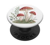Setas rojas caprichosas en Garden Meadow PopSockets PopGrip Adhesivo