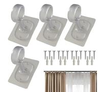 Setauoo Soporte para Barra De Cortinas De Montaje En Techo - Soportes Robustos para Barras De Cortinas En Techo - 4 Piezas Ajustable 25-32 mm para Pared Puerta Balcon Dormitorio