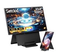Setclod Monitor portátil grande de 60,5 cm, extensión de pantalla para ordenador portátil 1080p FHD 100Hz, IPS 125% sRGB, Hub USB adicional para juegos de escritorio con soporte extraíble, monitor de