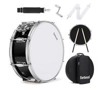 Seteol Kit de caja de tambor, tambor de marcha de 14 x 5.5 pulgadas + bolsa acolchada de almacenamiento + almohadilla de silencio silenciosa + par de baquetas 5A + llave de tambor, juego de accesorios