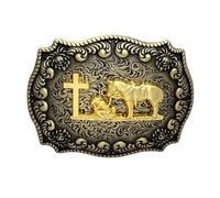 Seternaly Cruz religiosa con hebillas de cinturón de oración y caballo, hebilla de cinturón de vaquero occidental para hombres y mujeres, Prayer003, 4.5x3.5in