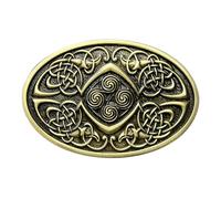 Seternaly Hebilla de cinturón de nudo celta occidental con diseño floral grabado para hombres y mujeres, Flower-005, 3.31*2.2in