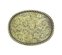 Seternaly Hebilla de cinturón grabada floral occidental con diseño de borde de cuerda de vaquero para hombres y mujeres, Flower-002, 3.31*2.56in