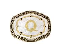Seternaly Hebilla de cinturón inicial Cowboy/Cowgirl Rodeo Hebilla de cinturón dorada grande con letra Q para hombres, mujeres y niños, Dorado-q, 4.3*3.3in