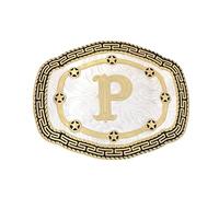Seternaly Hebilla de cinturón inicial Cowboy/Cowgirl Rodeo Hebilla de cinturón grande dorada con letra P para hombres, mujeres y niños, dorado,p, 4.3*3.3in
