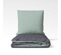 SETEX Juego de Cama Reversible de 135 x 200 cm, 2 Piezas en Atractivo diseño de Salvia Gris Oscuro, Incluye Funda nórdica y Funda de Almohada (80 x 80 cm), 90% algodón/10% poliéster
