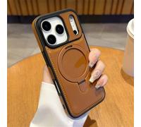 SETNGB Funda de Cuero con Soporte Invisible para iPhone 17, 16, 15, 14, 13 Pro MAX, 17 Air, 16, 15, 14 Plus, con Carga inalámbrica y antigolpes, Elegante Color marrón. para iPhone 16.