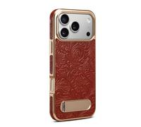SETNGB Funda magnética Invisible de Cuero con Flores para iPhone 17, 16, 15, 14 y 13 Pro MAX y 17 Air, con Carga inalámbrica y a Prueba de Golpes, Color Rojo. para iPhone 17 Air.