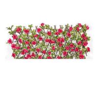 Seto artificial de hiedra for jardín, valla de privacidad, conjunto de madera con flores artificiales valla jardin(Red,S)