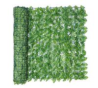Seto Artificial de Ocultación de Plástico Verde, Pantalla Valla de Privacidade Setos y Hojas de Hiedra Artificial, Decoración para Exteriores y Jardines