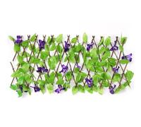 Seto Artificial Ocultacion | Celosia Extensible con Hojas, Jardín Vertical Exterior | con Flores Moradas | Jardín Vertical Exterior | Alfombra De Valla De Imitación para Decoración De Fondo Verde