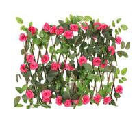 Seto Artificial Ocultacion Jardin Con Flores, Celosia Extensible Con Hojas De Hiedra Sintética, Seto Artificial Decorativo Pantalla De Privacidad Para Valla De Jardin Terraza, Valla De Privacidad