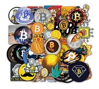 SetProducts Top Pegatinas! Juego de 49 Pegatinas de Bitcoins Vinilos - No Vulgares - Cool, bit Coin, Criptomoneda - Personalización Portátil, Scrapbooking