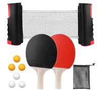 Sets de Ping Pong, Raqueta de Tenis de Mesa, Juego de Tenis de Mesa, 6 Pelotas, 1 Red Retráctil, 1 Bolsa, Tenis de Mesa Set para Juegos Profesionales y Recreativos, Exterior, Interior
