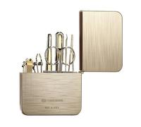 Sets de Uñas,Cuidado de Uñas,Set Cortauñas Profesi Nail Clipper Set - Portable Carbon Steel Nail Care Tools with Metal Case for Women - Travel Grooming Kit in Elegant Gold(Gold)