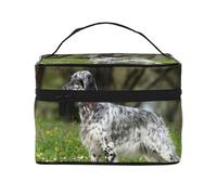 Setter Inglés Césped Mascotas Perros Setter Inglés, Bolsa de Maquillaje Bolsa de cosméticos Bolsa de Aseo de Viaje portátil Estuche para lápices