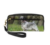 Setter Inglés Césped Mascotas Perros Setter Inglés, Bolsa de Maquillaje Bolsa de cosméticos Bolsa de Aseo de Viaje portátil Estuche de Cuero para Mujeres y niñas
