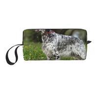 Setter Inglés Césped Mascotas Perros Setter Inglés, Bolsa de Maquillaje Bolsa de cosméticos Bolsa de artículos de tocador de Viaje portátil Bolsa de Maquillaje