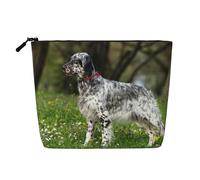 Setter Inglés Césped Mascotas Perros Setter Inglés,Neceser de Maquillaje de imitación Lino, Neceser de Viaje portátil