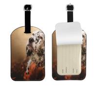 Setter Inglés Otoño Mascotas Cachorros Perros Inglés,Etiquetas de equipaje de cuero sintético con nombre, etiquetas de viaje duraderas, 2 unidades
