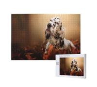 Setter Inglés Otoño Mascotas Cachorros Perros Inglés,Rompecabezas de Madera de 1000 Piezas para Adultos y Adolescentes.